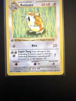 RATICATE Pokemon Card - WOTC - 1st Edition - Base Set - Shadowless - 40/102 - NM - Image 4