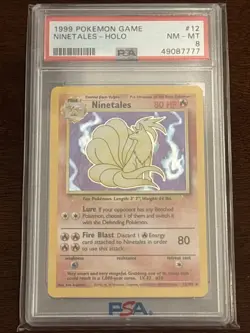 1999 POKEMON BASE SET UNLIMITED #12 NINETALES-HOLO PSA 8 - Image 1