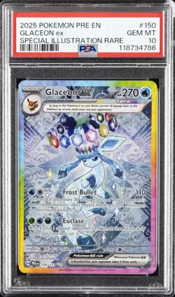 2025 POKEMON PRE EN-PRISMATIC EVOLUTIONS #150 GLACEON EX PSA 10 - Image 1
