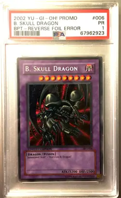 Yugioh B. Skull Dragon - PSA 1 - Reverse Foil Error Secret Rare - BPT Promo - Image 1