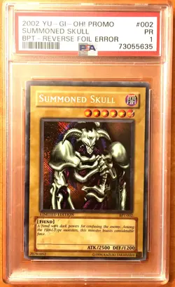 Yugioh Summoned Skull - PSA 1 - Reverse Foil Error Secret Rare - BPT Promo - Image 1