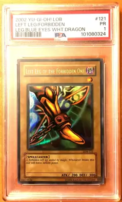 Yugioh Left Leg of the Forbidden One - PSA 1 - LOB Unlimited Holo Vintage - Image 1