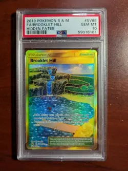 2019 POKEMON SUN & MOON HIDDEN FATES #SV88 FULL ART/BROOKLET HILL - PSA 10 - Image 1