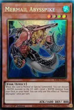Yugioh! Mermail Abysspike - RA04-EN012 - Collector's Rare - 1st Edition Near Min - Image 1