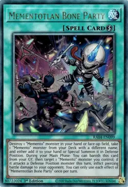 Yugioh! Mementotlan Bone Party - RA04-EN099 - Ultimate Rare - 1st Edition Near M - Image 1