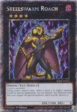 Yugioh! Steelswarm Roach - RA04-EN151 - Platinum Secret Rare - 1st Edition Near - Image 1