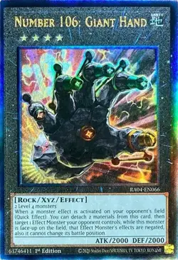 Yugioh! Number 106: Giant Hand - RA04-EN066 - Ultimate Rare - 1st Edition Near M - Image 1