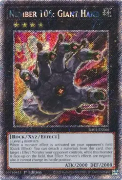 Yugioh! Number 106: Giant Hand - RA04-EN066 - Platinum Secret Rare - 1st Edition - Image 1