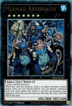 Yugioh! Mermail Abyssgaios - RA04-EN065 - Ultimate Rare - 1st Edition Near Mint, - Image 1