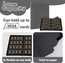 Reinforced 1000+ Pocket Trading Card Holder - Ideal Gift for Card Lovers in Gray - Image 5