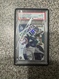 PSA 10 Monkey D Luffy EB02-010 L Dodgers One Piece Night Promo Card English 2025 - Image 1