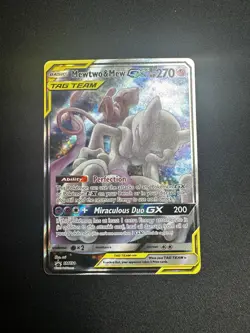 NM Mewtwo & Mew GX SM191 Sun & Moon Tag Team Alt Art Promo Pokemon Card - Image 3