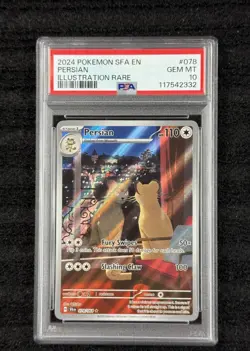 2024 POKEMON SFA EN-SHROUDED FABLE ILLUSTRATION RARE #078 PERSIAN PSA 10 - Image 1