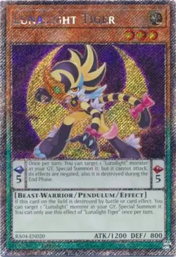 Yugioh! Lunalight Tiger - RA04-EN020 - Platinum Secret Rare - 1st Edition Near M - Image 1