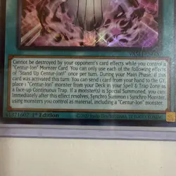 Yugioh: Stand Up Centur-Ion - Collector's Rare (CR) - 1st - NM - VASM-EN020 - Image 5