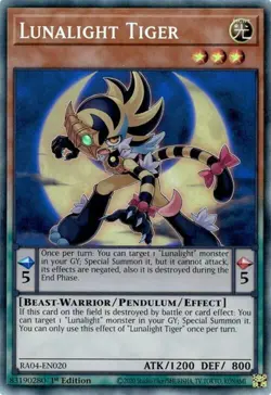 Yugioh! Lunalight Tiger - RA04-EN020 - Collector's Rare - 1st Edition Near Mint, - Image 1