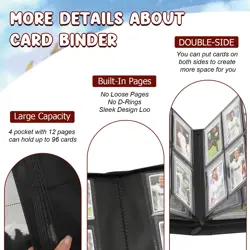Toploader Binder, Top Loader Card Storage Holds 96 Cards, 4 Pocket Top Loader... - Image 3