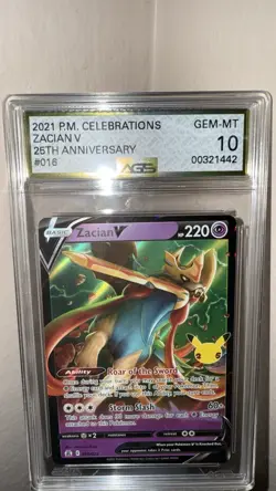 Pokemon TCG Zacian v Celebrations Holo Ultra Rare Card 016/025 AGS 10 - Image 1
