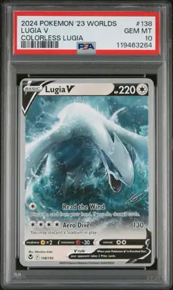 PSA 10 - Lugia V 138/195 Worlds 2023 Colorless Lugia Deck Pokemon TCG POP 72 - Image 1