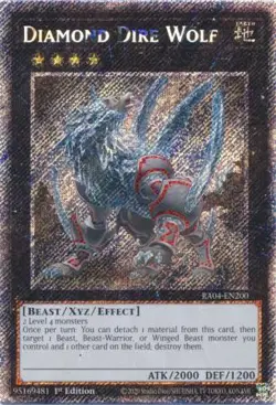 Yugioh! Diamond Dire Wolf - RA04-EN200 - Platinum Secret Rare - 1st Edition Near - Image 1