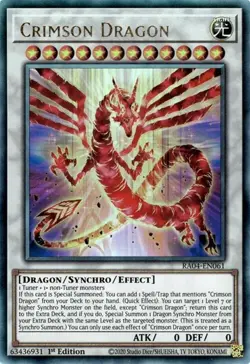 Yugioh! Crimson Dragon (card) - RA04-EN061 - Ultimate Rare - 1st Edition Near Mi - Image 1