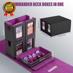 Card Deck Box for MTG with Commander Display 5 in 1 Card Storage Box Fits 400+ - Image 4