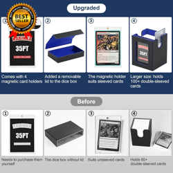 Card Deck Box for MTG with Commander Display 5 in 1 Card Storage Box Fits 400+ - Image 2