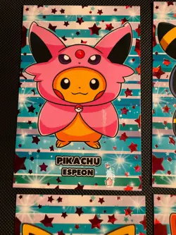 Poncho Pikachu Eeveelutions Attacks 2 Database Red Stars Holo Complete Set - Image 3