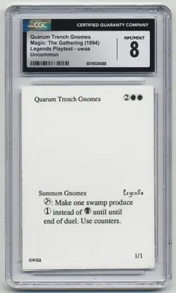 Graded Quarum Trench Gnomes CGC 8 Legends Playtest Card uwaa 1994 WOTC MTG Magic - Image 1