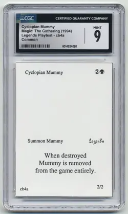 Graded Cyclopian (Cyclopean) Mummy CGC 9 MINT Legends Playtest Card MTG Magic! - Image 1