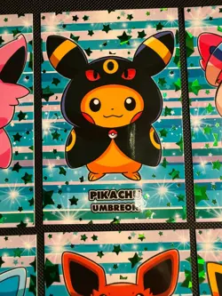 Poncho Pikachu Eeveelutions Attacks 2 Database Green Stars Holo Complete Set - Image 3