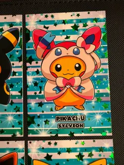 Poncho Pikachu Eeveelutions Attacks 2 Database Green Stars Holo Complete Set - Image 4
