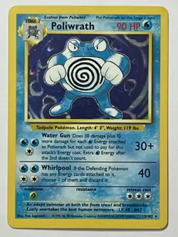 Poliwrath 13/102 (MP+) Holo Rare Base Set Unlimited 1996 WOtC Pokemon Card - Image 1