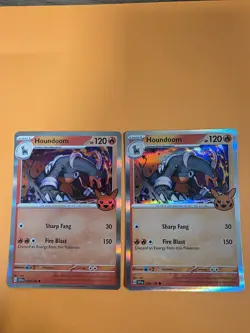 TWO Pokemon Houndoom Common Holo Card 034/198 Trick or Trade 2023 TCG Cards - Image 1