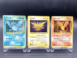 3 Set Articuno Zapdos Moltres Fossil Holo MP Japanese Pokemon Card #3 - Image 1