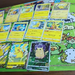 Pokemon TCG Japanese Pikachu Cards Bulk Lot 14 Cards with Deck Shield Sleeves LP - Image 2