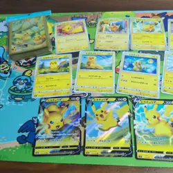 Pokemon TCG Japanese Pikachu Cards Bulk Lot 14 Cards with Deck Shield Sleeves LP - Image 3