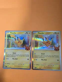 TWO 2023 Trick or Trade Pokemon Holo Pickachu Cards - Image 1