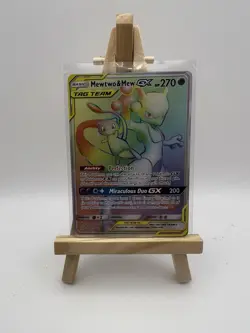 Pokemon Card Mewtwo And Mew GX Unified Minds Rainbow Secret Rare 242/236 - Image 1