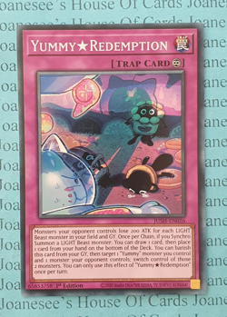 JUSH-EN026 Yummy Redemption Super Rare Yu-Gi-Oh Card 1st Edition New - Image 1