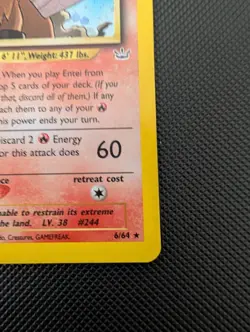 Pokemon Card Entei 6/64 Neo Revelation Holo Foil Vintage Holo WOTC NM 2000 - Image 4