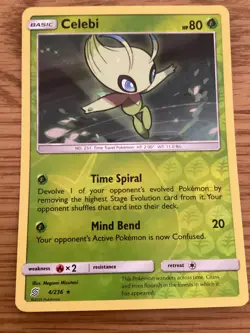Celebi Pokemon Card 4/236 Reverse Holo- Used - Unified Minds - Image 1