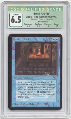 Graded Silver Signed Steal Artifact CGC 6.5 Alpha Artist Amy Weber MTG Magic! - Image 1