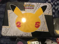 Pokemon Celebrations 25th Anniversary Collectors Chest Tin EMPTY Sleeves Markers - Image 2