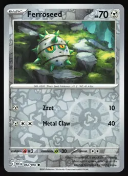 Ferroseed 068/086 Pokemon SV: White Flare Reverse Holo Common NM - Image 1