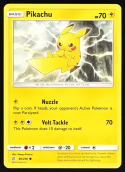 Pikachu 66/236 Pokemon SM - Cosmic Eclipse Regular Common NM - Image 1