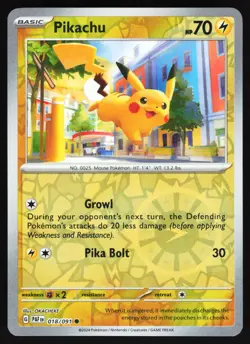 Pikachu - 018/091 Pokemon SV: Paldean Fates Reverse Holo Common NM - Image 1