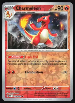 Charmeleon - 008/091 Pokemon SV: Paldean Fates Reverse Holo Uncommon NM - Image 1