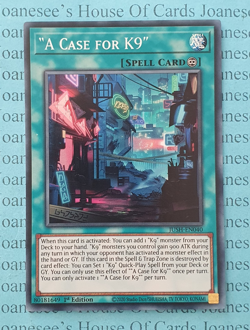 JUSH-EN040 "A Case for K9" Super Rare Yu-Gi-Oh Card 1st Edition New - Image 1