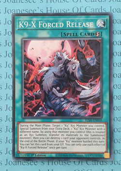 JUSH-EN039 K9-X Forced Release Super Rare Yu-Gi-Oh Card 1st Edition New - Image 1